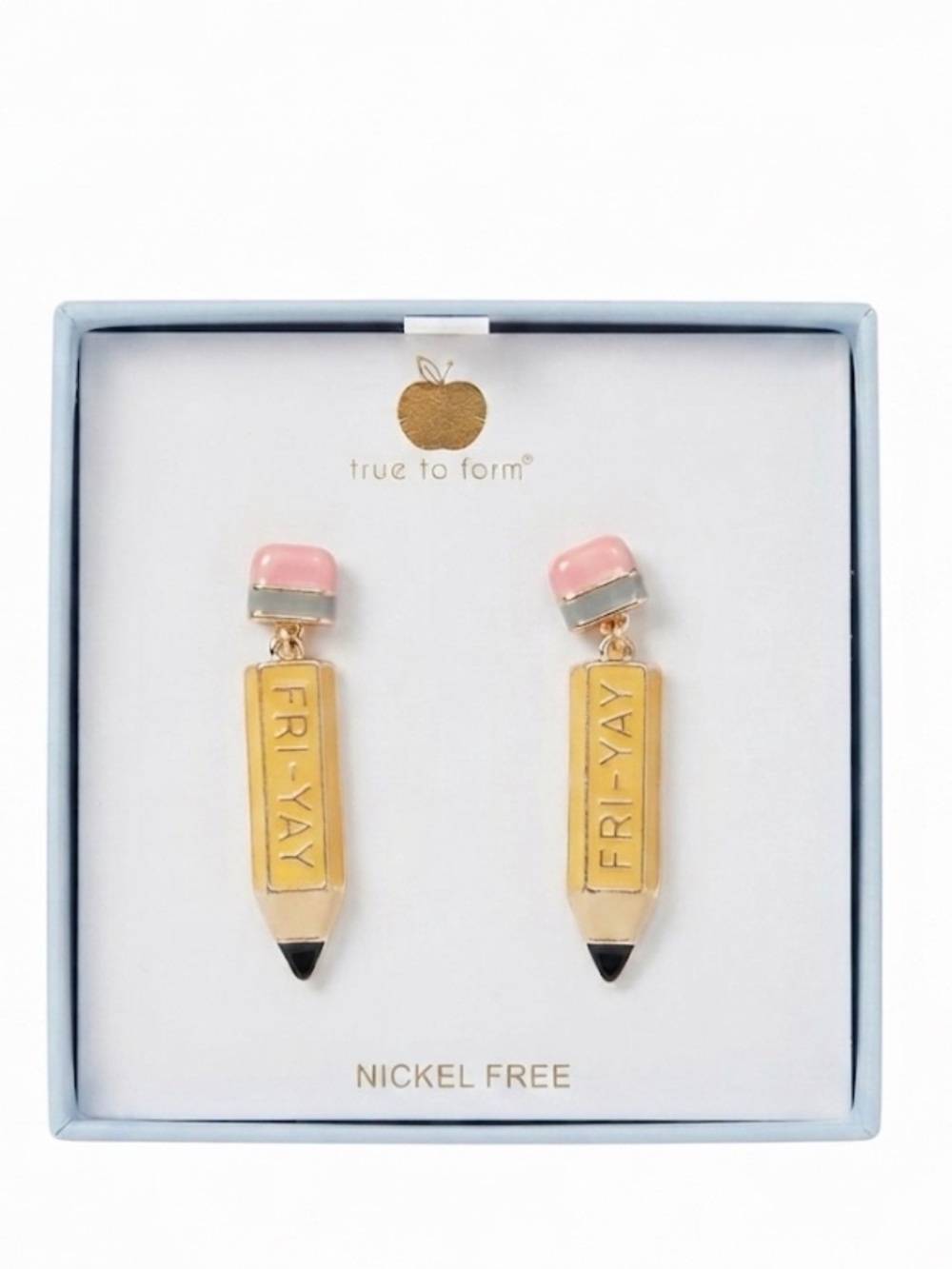 NWT ⚜️✏️⚜️ True To Form Pencil Shaped "FRI-YAY" Dangle Earrings